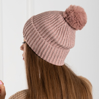 Bonnet rose avec pompon pour femme - Accessoires