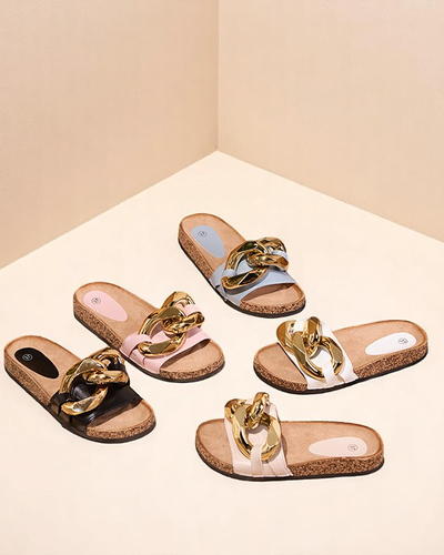 Chaussons beiges pour dames avec une décoration Sofig-Footwear