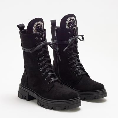 Bottines femme noires en éco-suédine Moxo - Chaussures