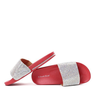 OUTLET Tongs rouges avec zircon cubique Marbella - Footwear