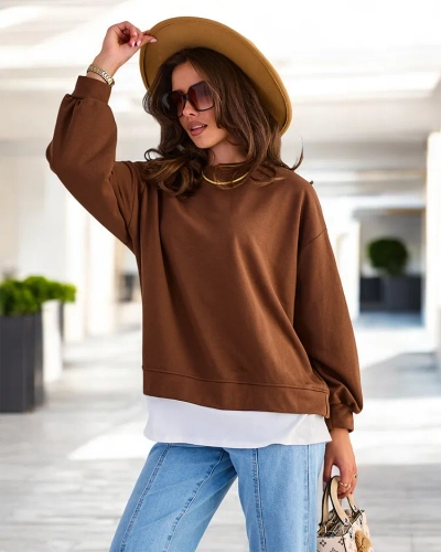 Royalfashion Sweat-shirt fin en coton pour femme