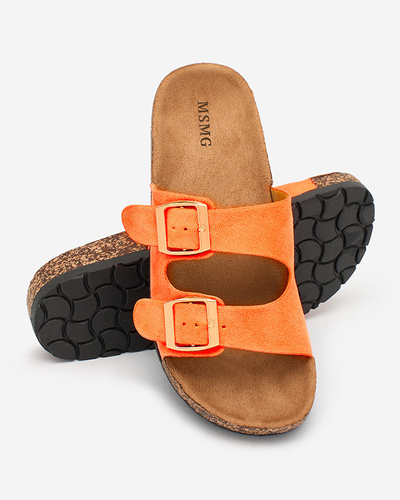 Royalfashion Tongs femme orange fluo avec boucles Foumy