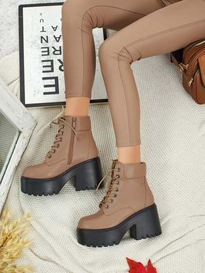 Bottines femme en éco-daim à talon bloc et plateforme Tavlissa