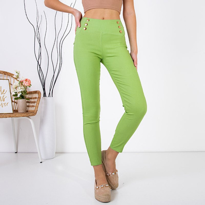 Legging femme vert avec boutons - Vêtements