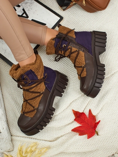 Bottines worker pour femmes avec fourrure Cindora