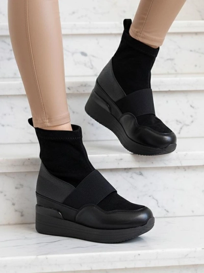 Bottines slip-on femme noires avec embossage Keleda - Chaussures