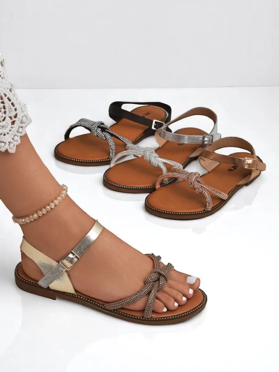 Royalfashion Sandales pour femmes avec zircons décoratifs Bella Shine