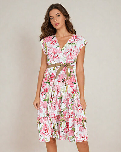 Royalfashion Robe midi fleurie pour femme