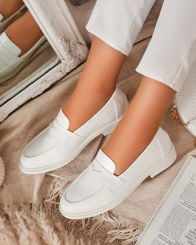 Mocassins blancs pour femme en cuir écologique Zibom- Footwear