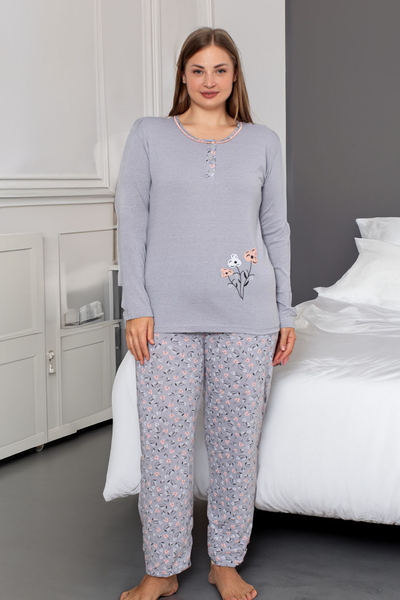 Royalfashion Cotton femmes pyjama floral 2 pièces GRANDE TAILLE