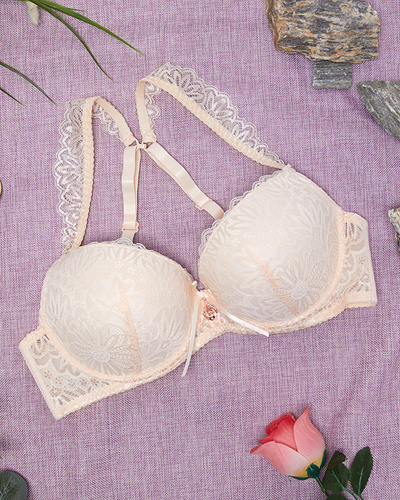 Soutien-gorge femme dentelle beige - Sous-vêtements