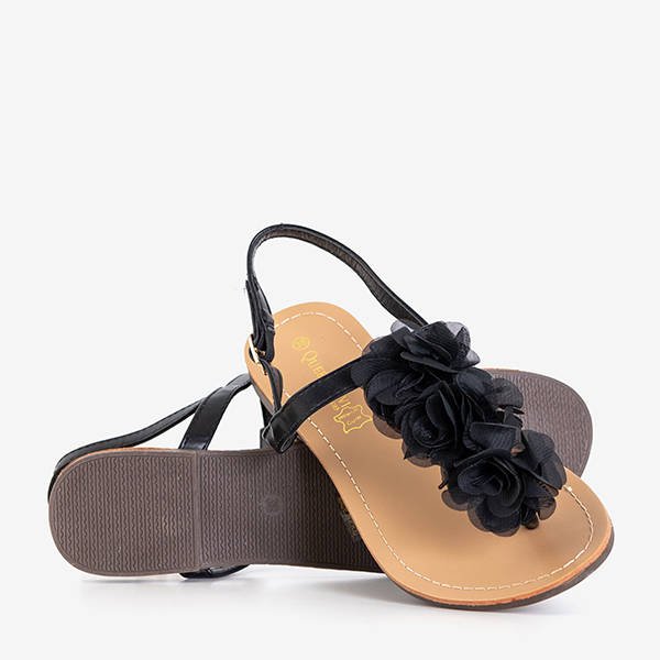 Sandales femme noires à fleurs Tritona - Chaussures