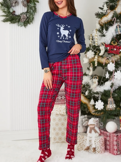 Pyjama de Noël pour femmes en bleu marine- Vêtements