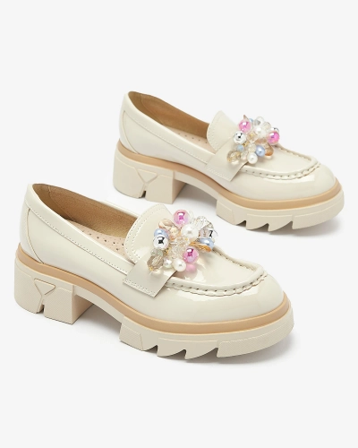 Mocassins beige laqué pour femmes Geloppa- Footwear