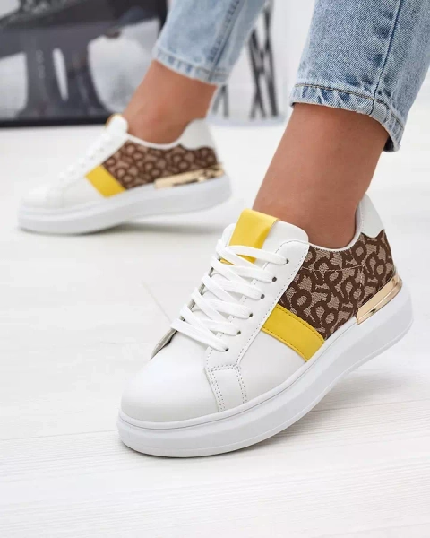 Royalfashion Chaussures de sport pour femmes blanches et marron Mlysio