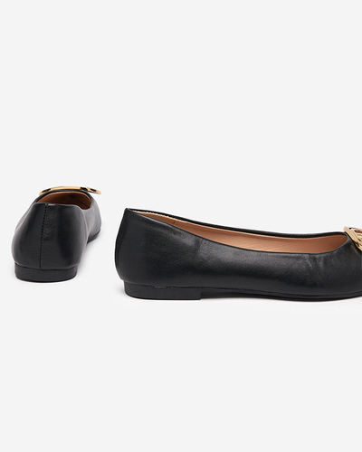 Ballerines pointues noires et dorées pour femme avec ornement sur le bout Manico - Footwear