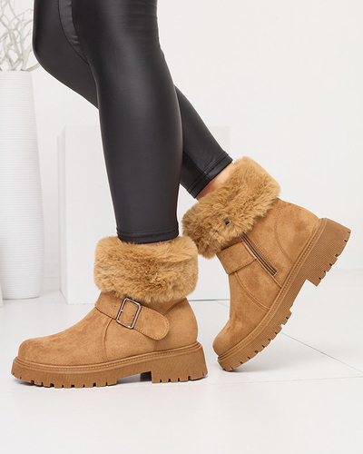 Bottes femme camel isolées à talons plats Zeora - Shoes