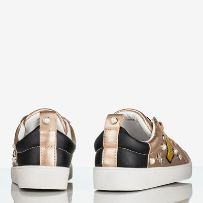 Sneakers femme rose et or à décor glamour - Chaussures 1