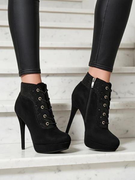 Bottines à talons pour femmes Royalfashion avec strass Efelolo