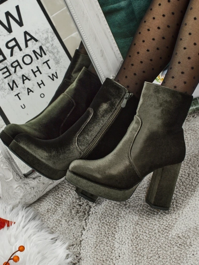 Bottines pour femmes à talons épais imitation velours Miss