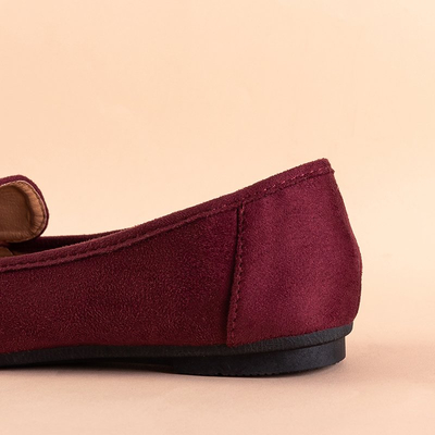Mocassins femme en éco-daim bordeaux à franges Catriona - Chaussures
