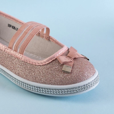 OUTLET Ballerines enfants en brocart rose avec un nœud Trylina - Chaussures