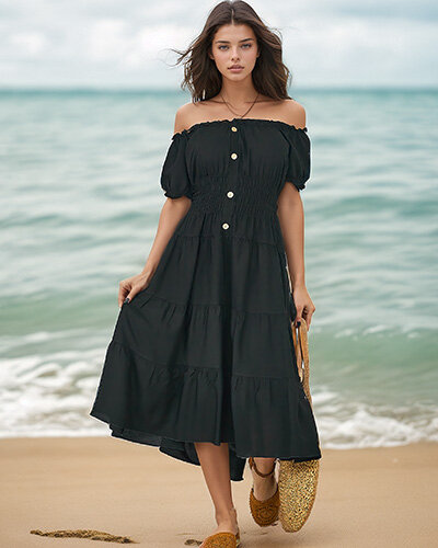 Royalfashion Robe espagnole au genou pour femme