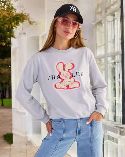 Royalfashion Sweat-shirt en coton à imprimé fin pour femme