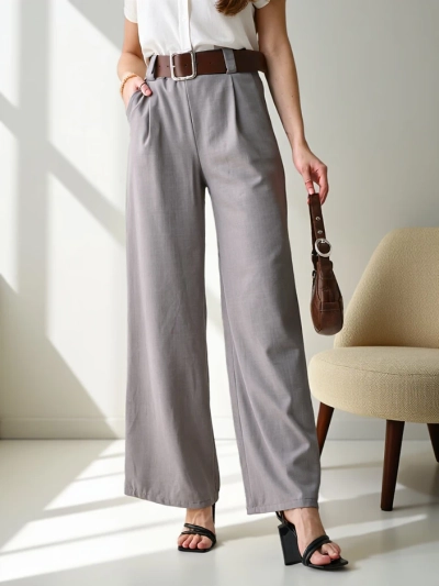 Royalfashion Pantalons larges pour femmes avec ceinture