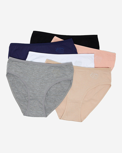 Ensemble de culottes en coton pour femmes avec pieds brodés 6 / paquet - Sous-vêtements