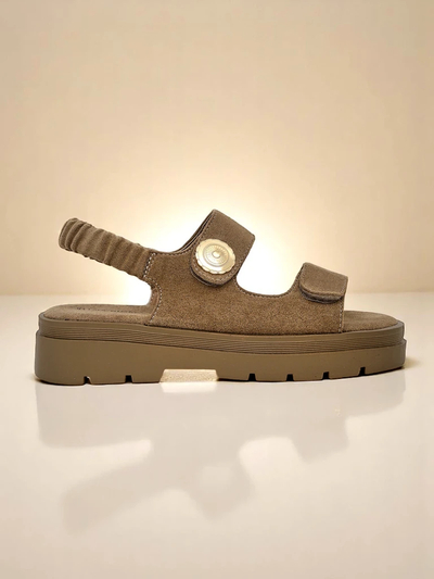 Sandales pour femmes Royalfashion Callisto marron cuir écologique plateforme