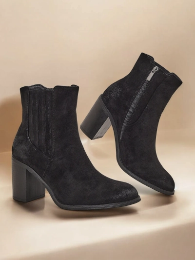 Bottines pour femmes en éco-suède Royalfashion à talon bloc Cesios