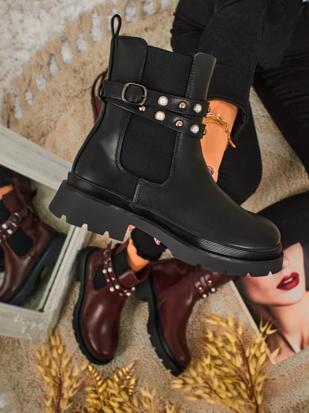 Bottines montantes pour femmes en cuir écologique Pearl Mist