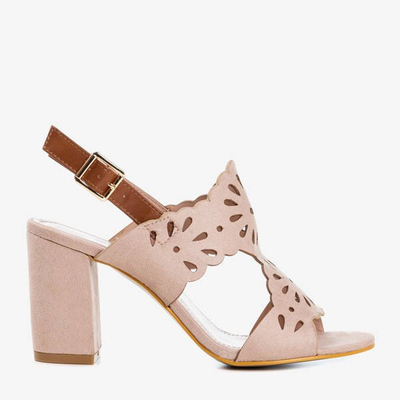 Sandales pour femmes beiges sur le poteau Taba - Chaussures 1