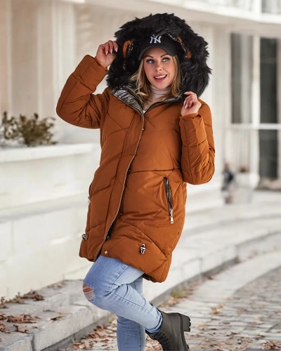 Royalfashion Veste d'hiver pour femme marron