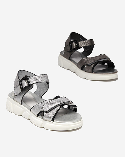 Sandales fille brillantes graphite Jenilo - Chaussures