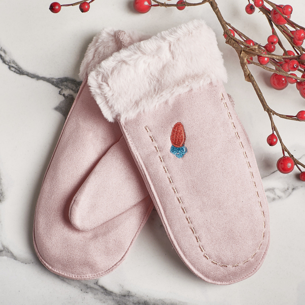 Mitaines enfants roses sur ficelle et mitaines - Mitaines