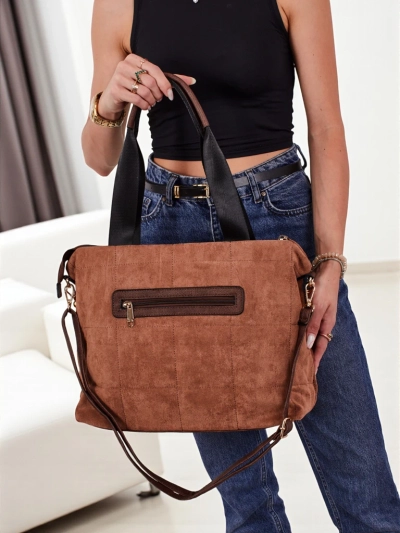 Aurelia Toscana Grand sac à main A4 marron suédé avec chaîne dorée