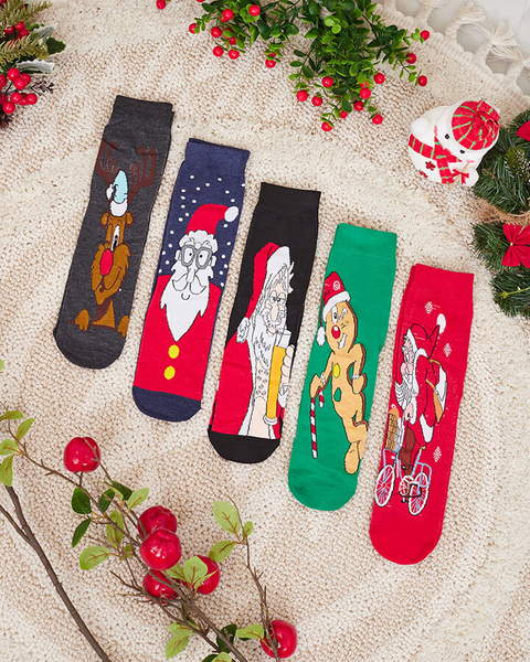 Royalfashion Lot de chaussettes pour hommes avec motif de Noël 5/pack