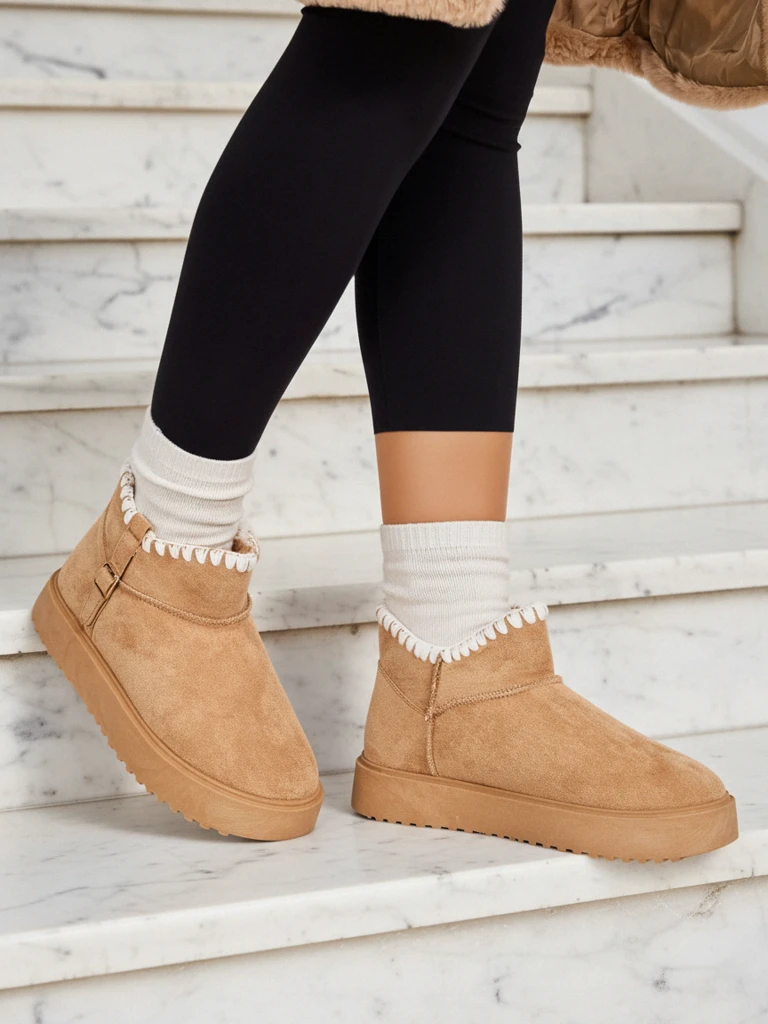 Royalfashion Bottines courtes pour femmes de style botte de neige Ewioz