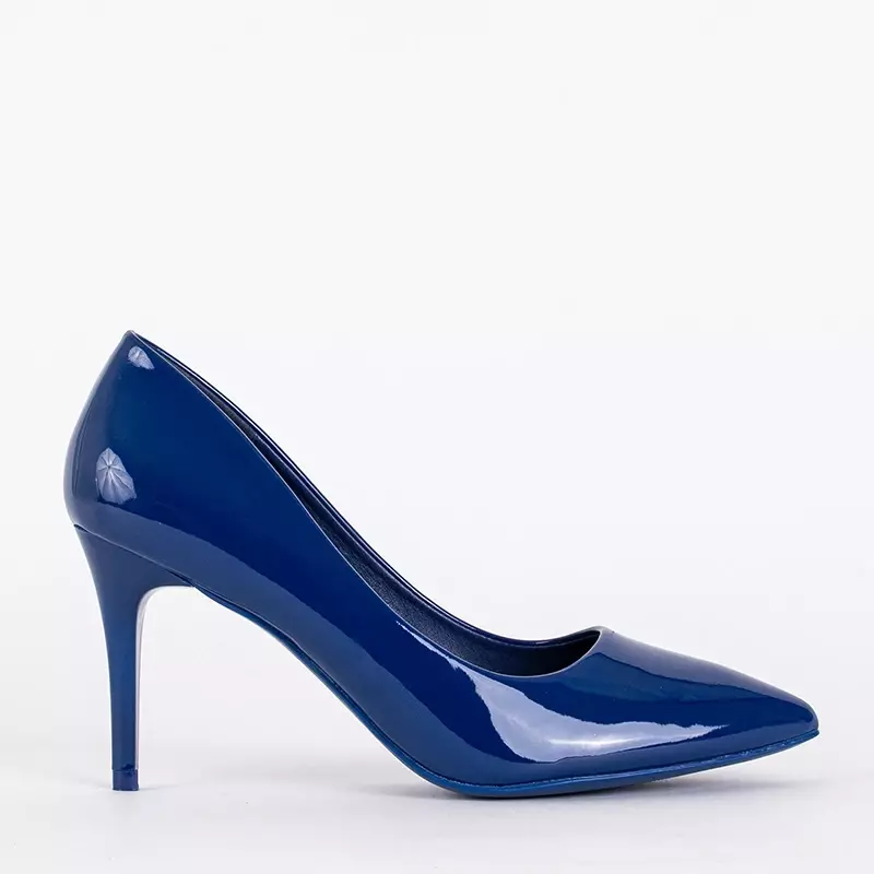 OUTLET Escarpins bleu marine avec eco cuir verni sur talon Valoris Chaussures royal fashion magasin de chaussures en ligne