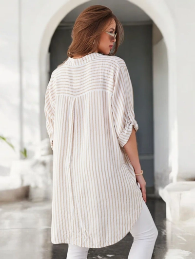 Chemise longue en viscose rayée Royalfashion pour femmes
