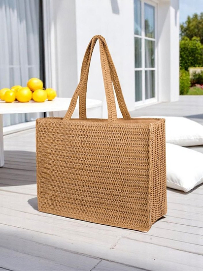 Royalfashion Grand Sac en Paille pour Femme Paris Milano