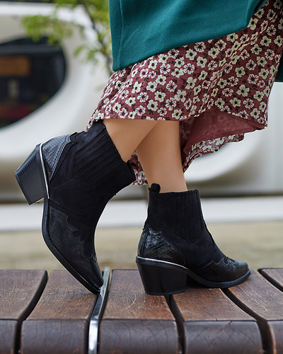 Santiags noires en daim écologique sur tige basse Zirras - Footwear