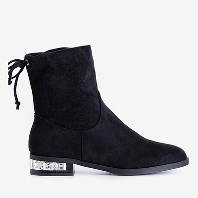 Bottines noires à talons plats avec décorations Teodorana - Footwear
