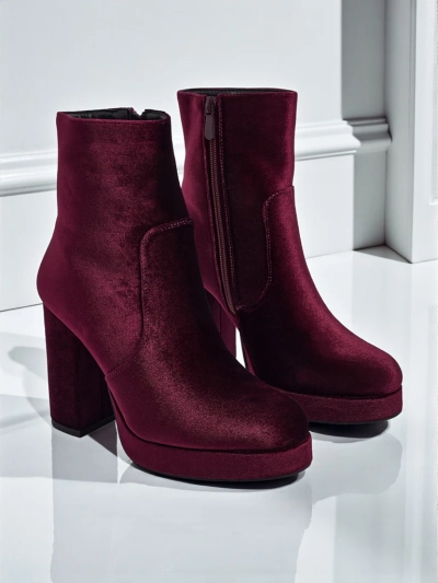 Bottines pour femmes à talons épais imitation velours Miss