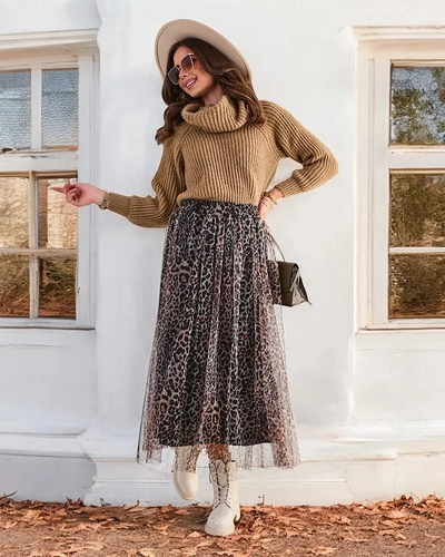 Jupe midi pour femmes à motif Royalfashion avec tulle