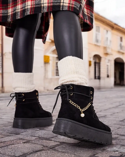 Royalfashion Bottes Woruces à lacets pour femmes