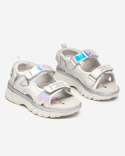 Sandales pour enfants blanches et argentées avec empiècements colorés Murino - Footwear