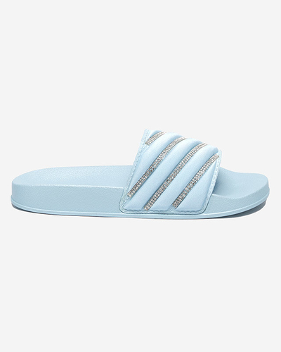 Babouches bleues pour femmes avec zircons cubiques Mytaris - Footwear